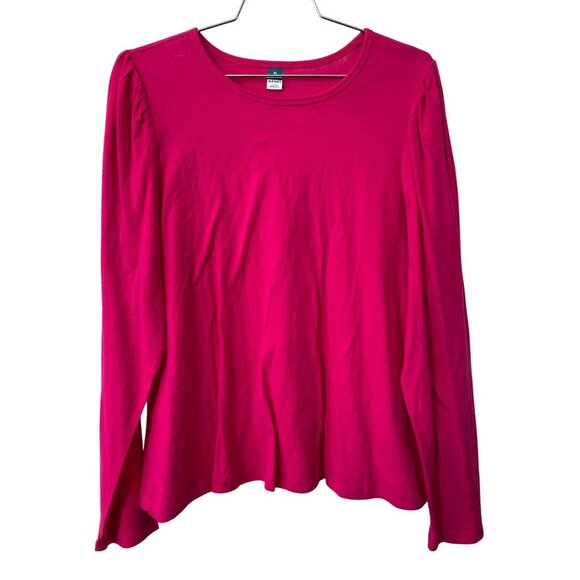 Old Navy Top Size XL Crewneck Puff Long Sleeve Pink Cotton Feminine Everyday NEW - Picture 1 of 6